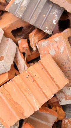 broken up bricks pile